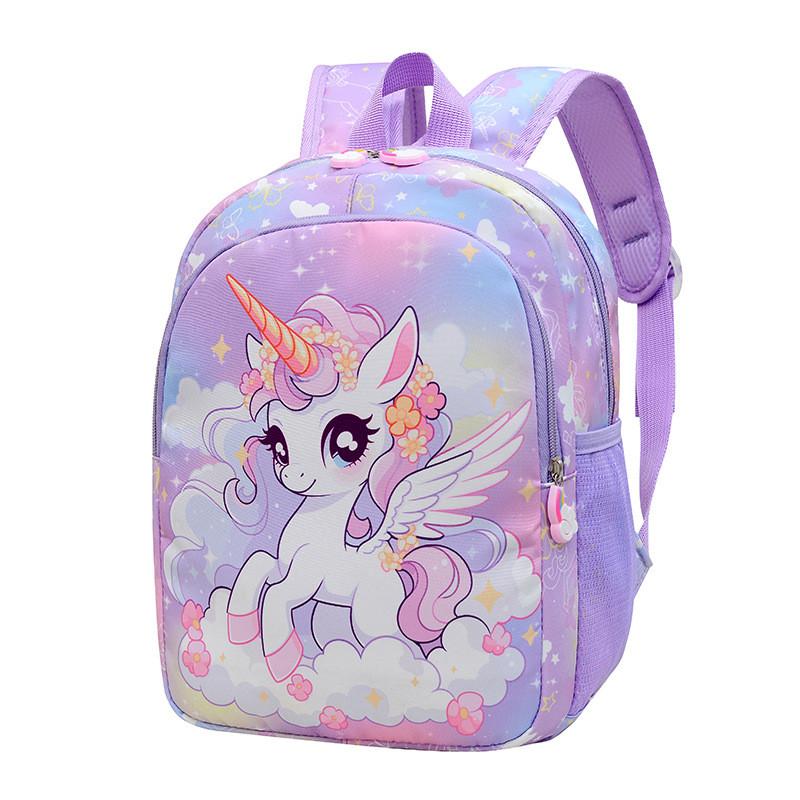 Large Capacity Childrens Backpack With Unicorn Print Design For Early School