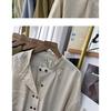Cotton Shirt for Women Double Breasted Small Stand Collar Long Sleeved Shirt Commuting Top Shirt for Women