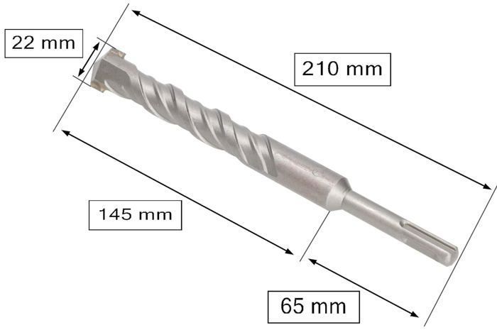 Foret SDS+ - KOTARBAU - 22 x 210 mm - Alliage métallique - Acier trempé - Fixation SDS+