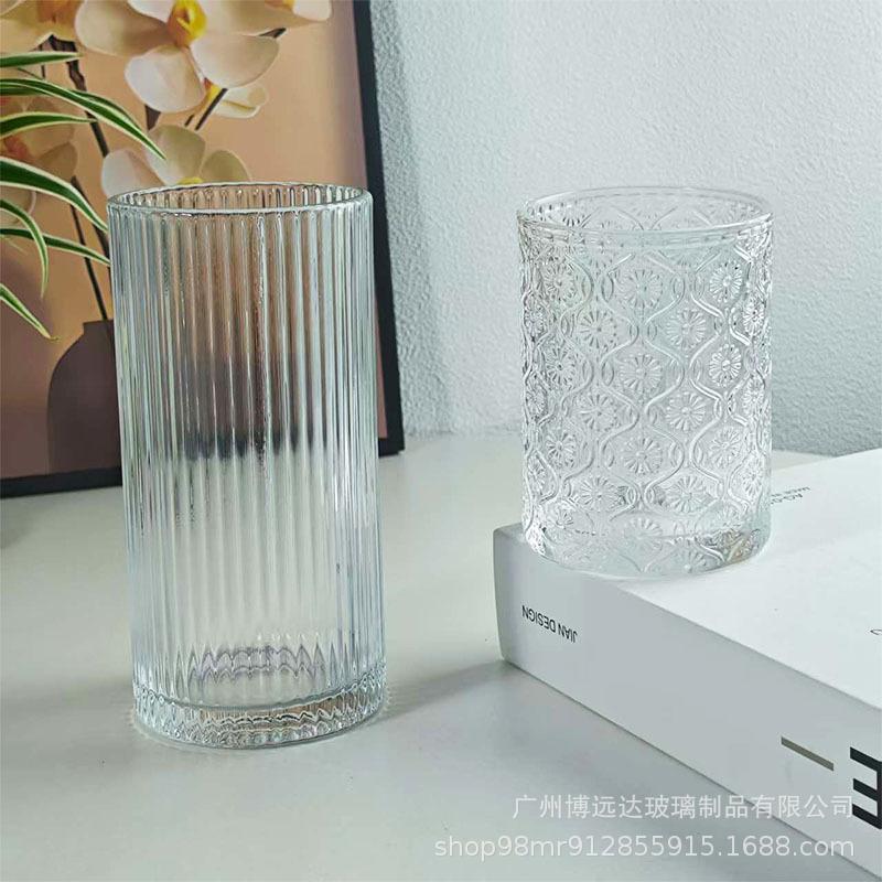 Ins Style Striped Glass Cup: American Coffee, Latte, Juice, Cold Drink, Milk, Breakfast Cup