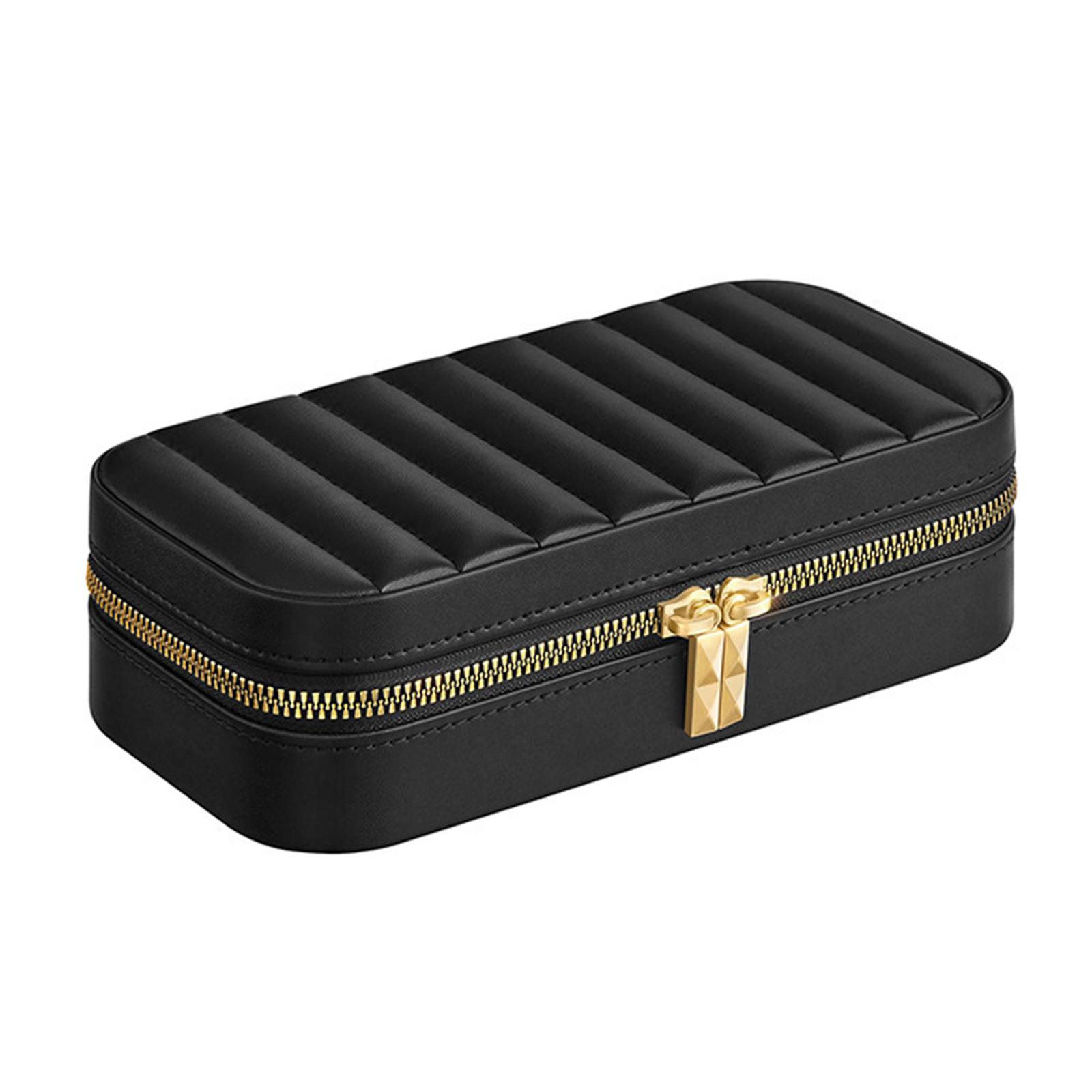 

Футляр для хранения ювелирных изделий из искусственной кожи с мягкой подкладкой, плюшевая подкладка, органайзер для ювелирных изделий, принадлежности для организации аксессуаров чёрный