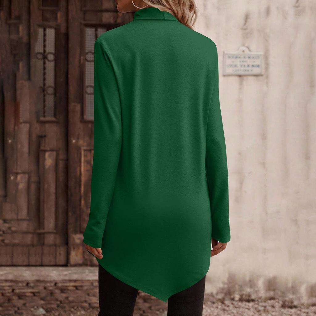 Casual Fashion Floral Print Shirt Tops High Neck Irregular Hem Long Sleeve Pullover Tops