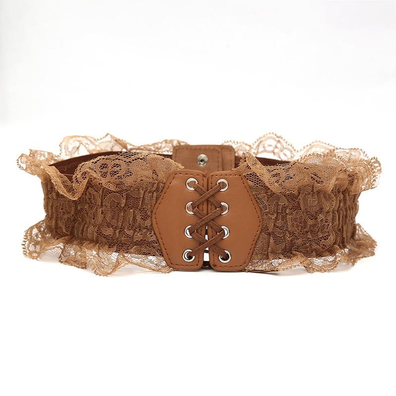 Fashion Lace Stretch Belts for Women for Wedding Dress Wide  Elastic Female Waistband Belts