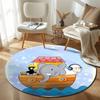 Retro Round Wave Multicolor Accent Rug, Non-Slip Floor Mat for Laundry Room