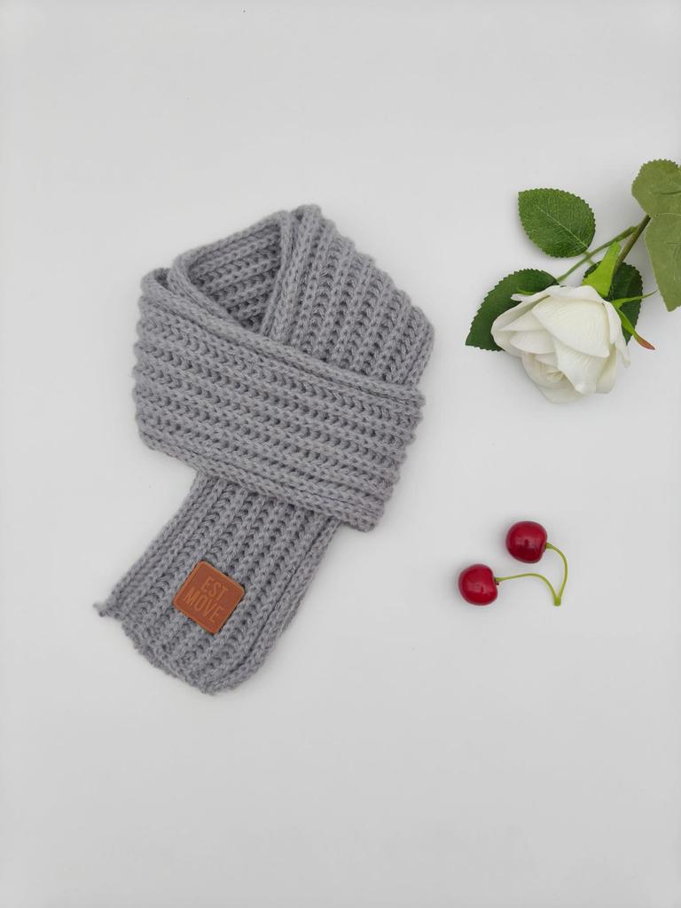 Children's Autumn & Winter Warm Knit Scarf, Versatile Solid Color, Korean Style Neck Warmer for Boys & Girls