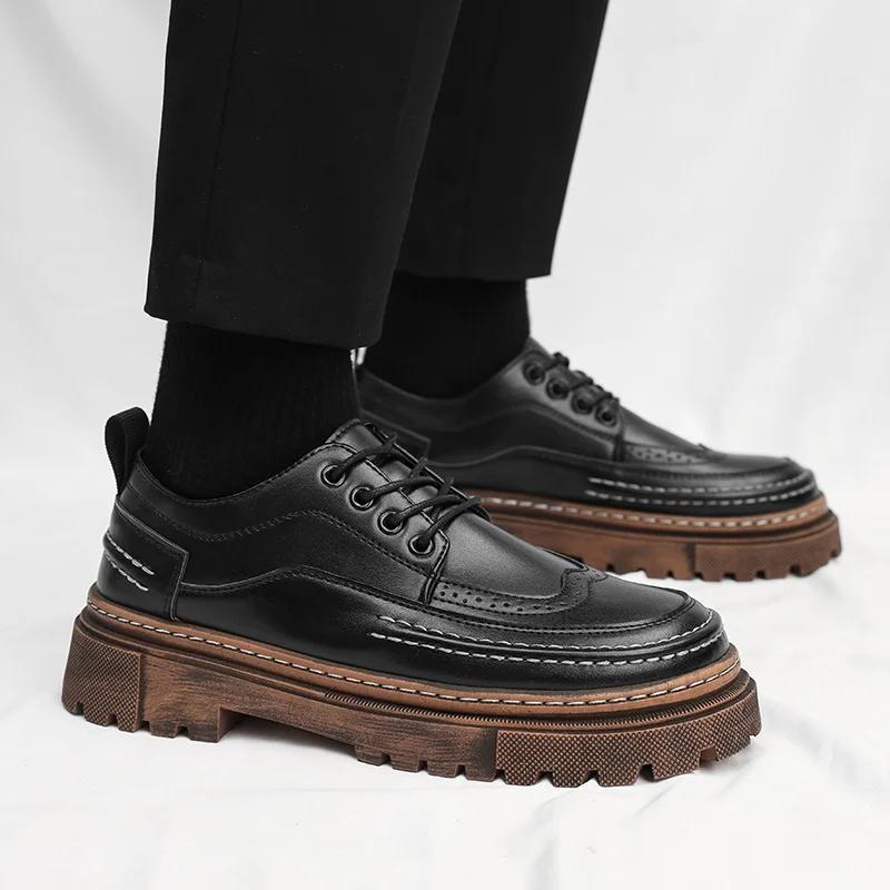 Brock Leather Shoes, New Men's Business Formal Leather Shoes, Fashionable and Versatile Retro British Style Dress Shoes