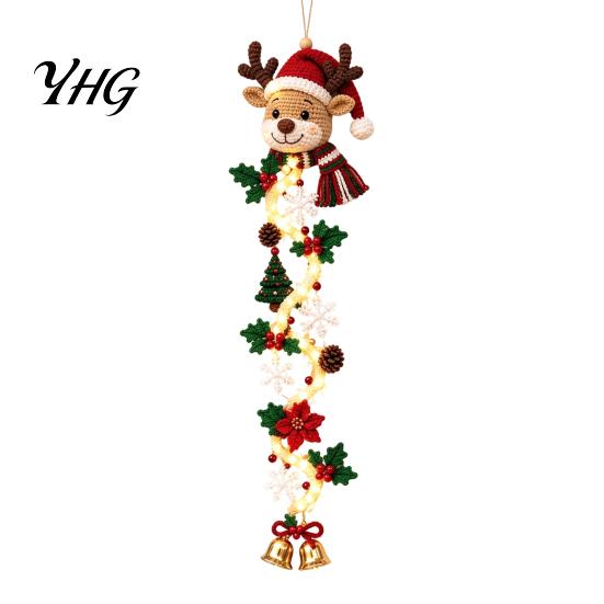 Warm Glowing Christmas Wall Decorations Door Hanger, Quilted Fabric Santa Snowman Tree Gingerbread Hanging Soft Led Entryway Accents Light with
