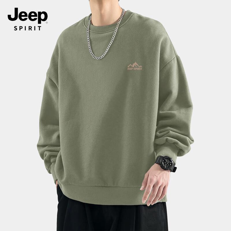 

JEEP SPIRIT Men s Loose Fit Fleece-Lined Round Neck Sweatshirt L