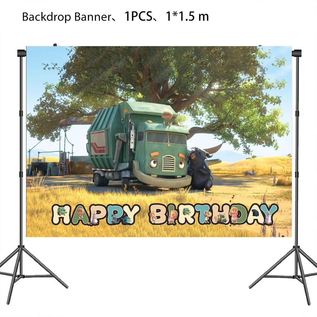 Hank Trash Truck Birthday Party Supplies Plate Cup Backdrop Balloons Cake Topper Gift Bag For Kids Favors Birthday Decoration