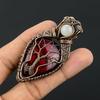 Red Flash Labradorite & Rainbow Moonstone Pendant, 999 Copper Wire Wrapped Jewelry, Gemstone Jewelry Pendant, Handmade Wedding Gift Jewelry