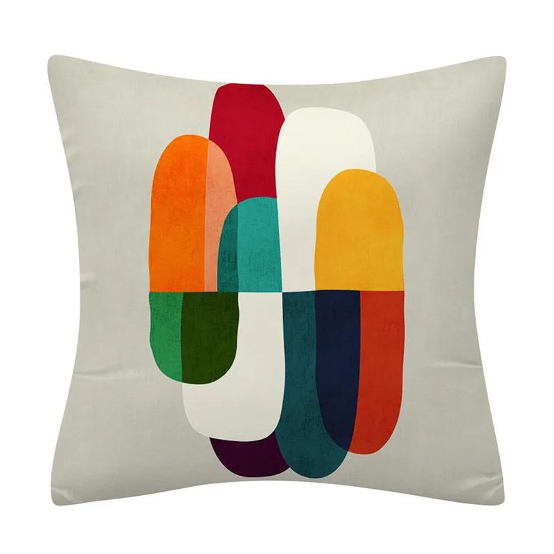 45*45cm Creative Color Geometric Design Pattern Cushion Cover Sofa Office Seat Car Waist Home Decoration