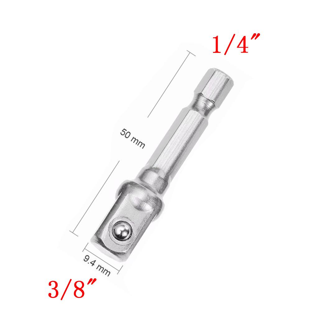 Chrome Vanadium Steel Socket Adapter Hex Shank to 1/4" 3/8" 1/2" Extension Drill Bits Bar Hex Bit Set Power Tools tightly Newest