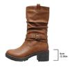 Mode 2025 Neue Herbst Damen Kurzstiefel Gürtelschnalle Verziert Cowboy Stiefel Damen Dicke Sohle Rutschfest Outdoor Reiseschuhe für Frauen