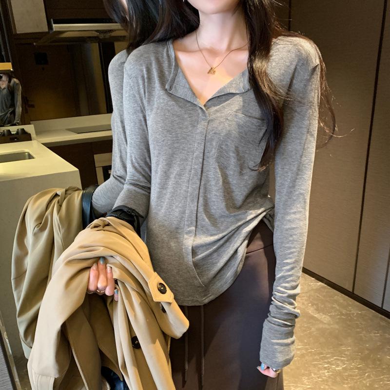 Women s Winter 2026 Lyocell Tencel Wool Loose White Base Layer Top - Stunning and Stylish. Medium серый