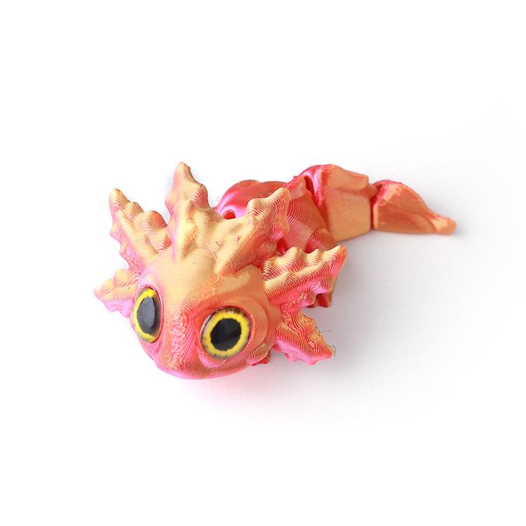 3D Printed Multicolor Articulated Salamander Toy Figurine
