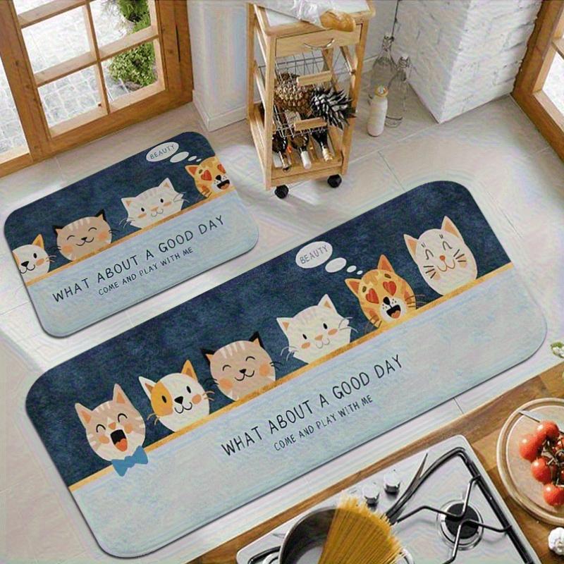 

1 шт. Коврик для пола с мультяшным котом, Современный кухонный полиэстеровый коврик, Нескользящий красочный ковер для помещений, Для декора дома, ванной комнаты, спальни, гостиной 40*60cm