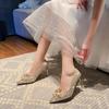 Champagne Gold Two in One Thin High-heeled Bridal Wedding Shoes Crystal Shoes Wedding Dress High Heels Women's Pumps