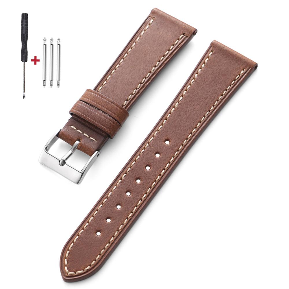 Genuine Leather Watch Band 18mm 20mm 22mm Vintage Cowhide Strap for Omega Quick Release Bracelet for Seiko Universal Wristband