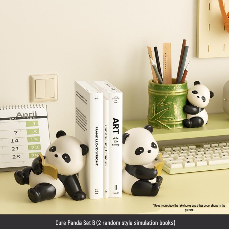 Panda Bookends for Kids' Room & Bookshelf Decoration