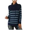 Women's Fashion Loose Classic Warm Winter Striped Turtleneck Long Sleeve Knit Sweater