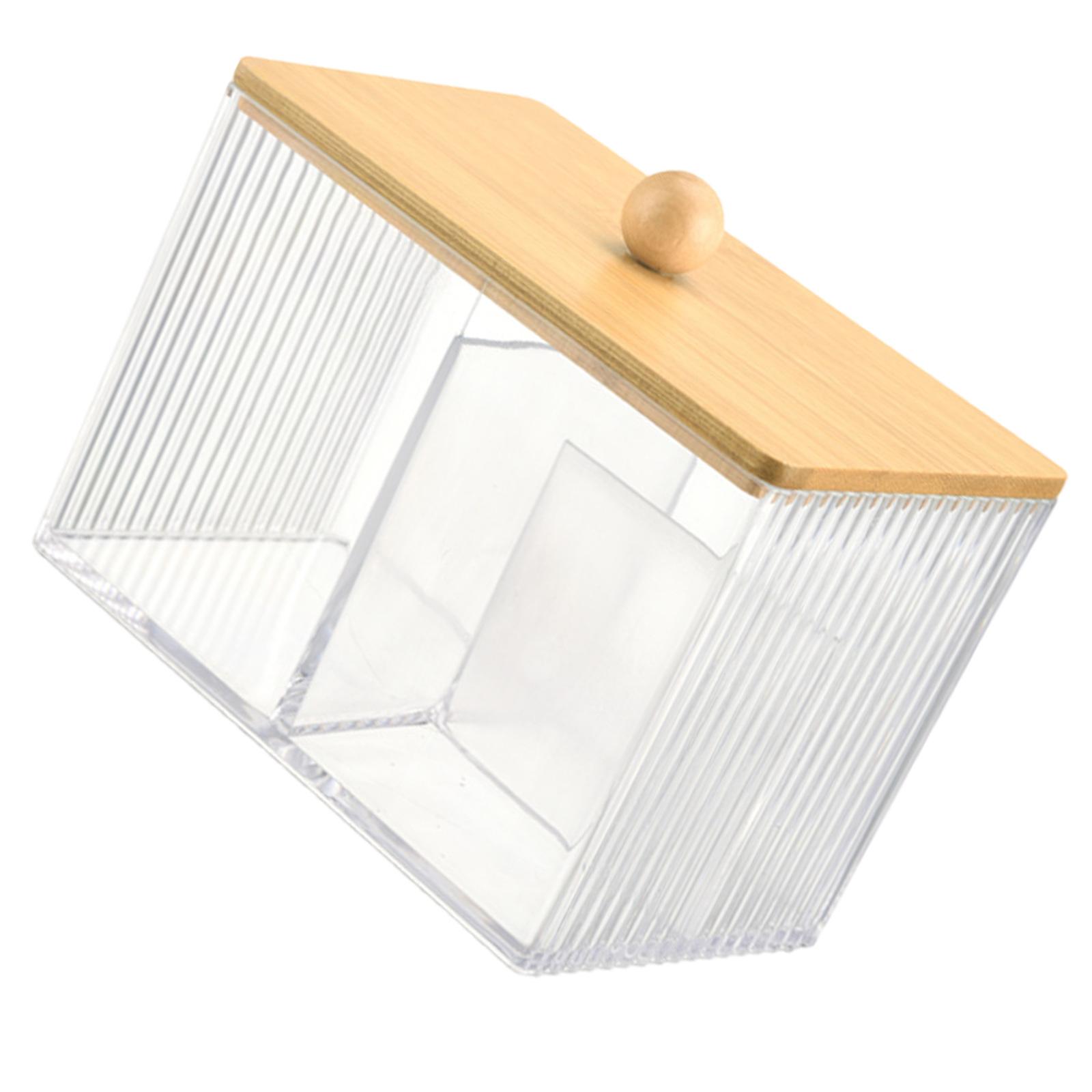 

Многоцелевая ванна с деревянной крышкой для ватных палочек, зубных нитей, ватных дисков и модных аксессуаров для волос B прозрачный