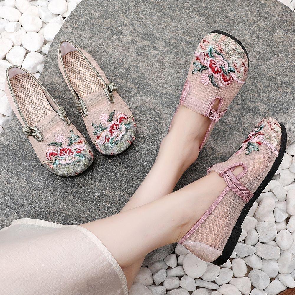 Summer Mesh Women's Shoes Soft-soled Cloth Shoes New Chinese Style Hot-selling Fashion Super Soft Wide-foot Embroidered Shoes for Women