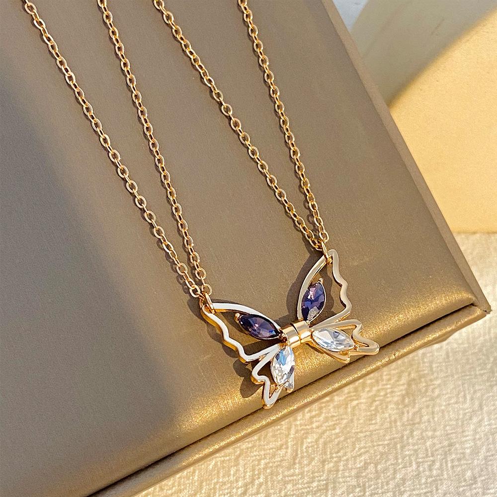 Heart Pendant Best Friend Necklace Ins Butterfly Bracelet Set Butterfly Magnetic Necklace  Gift
