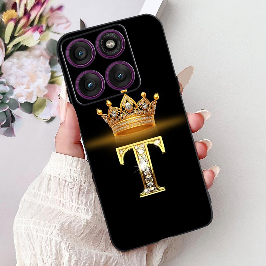 For Motorola Edge 60 Pro Case 2025 Luxury Crown Letters Soft Silicone Black Phone Cover For Moto Edge 60 Fusion 60s Edge60 Funda