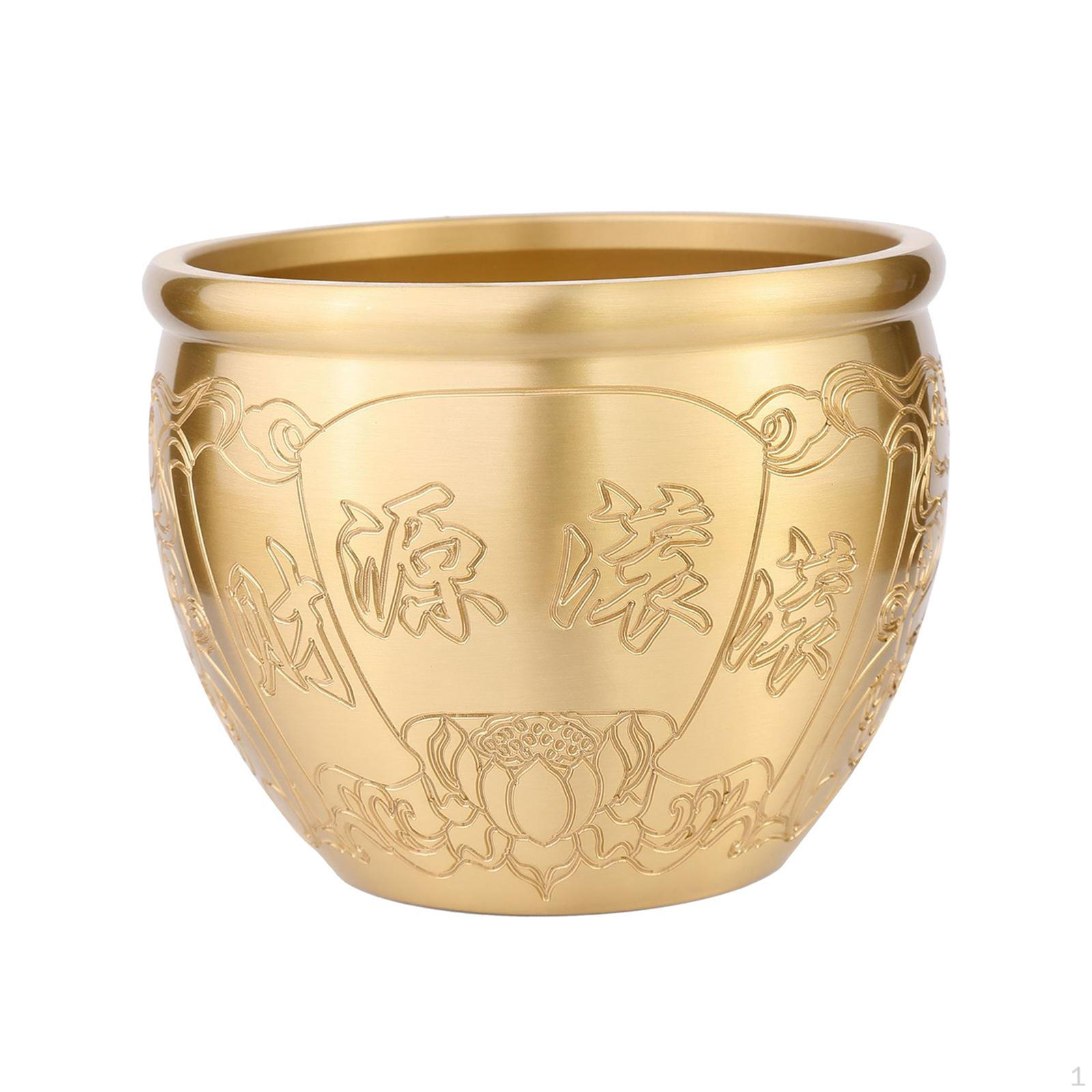 

Brass Feng Shui Bowl Chinese Character for Home Office Decoration Housewarming Gift 9.5cmx7.3cm