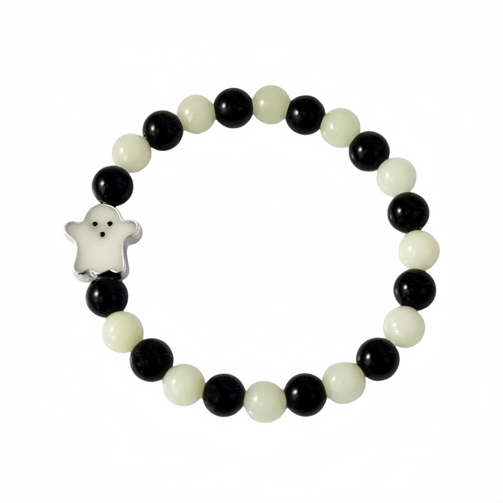 Halloween Ghost Lightup Glass Beaded Bracelet For Festival Celebrations