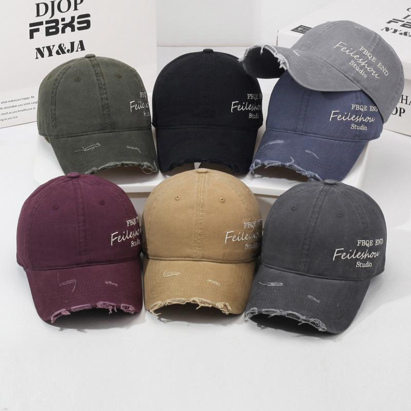 Side Letter Embroidered Holes Baseball Cap Men Women Sun Hat