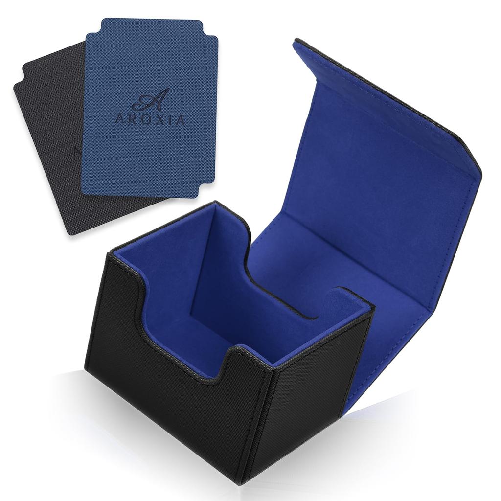 AROXIA Deck Trading Card Compatible with Various Card Games Black x Case, Case, (Side-loading, Blue)