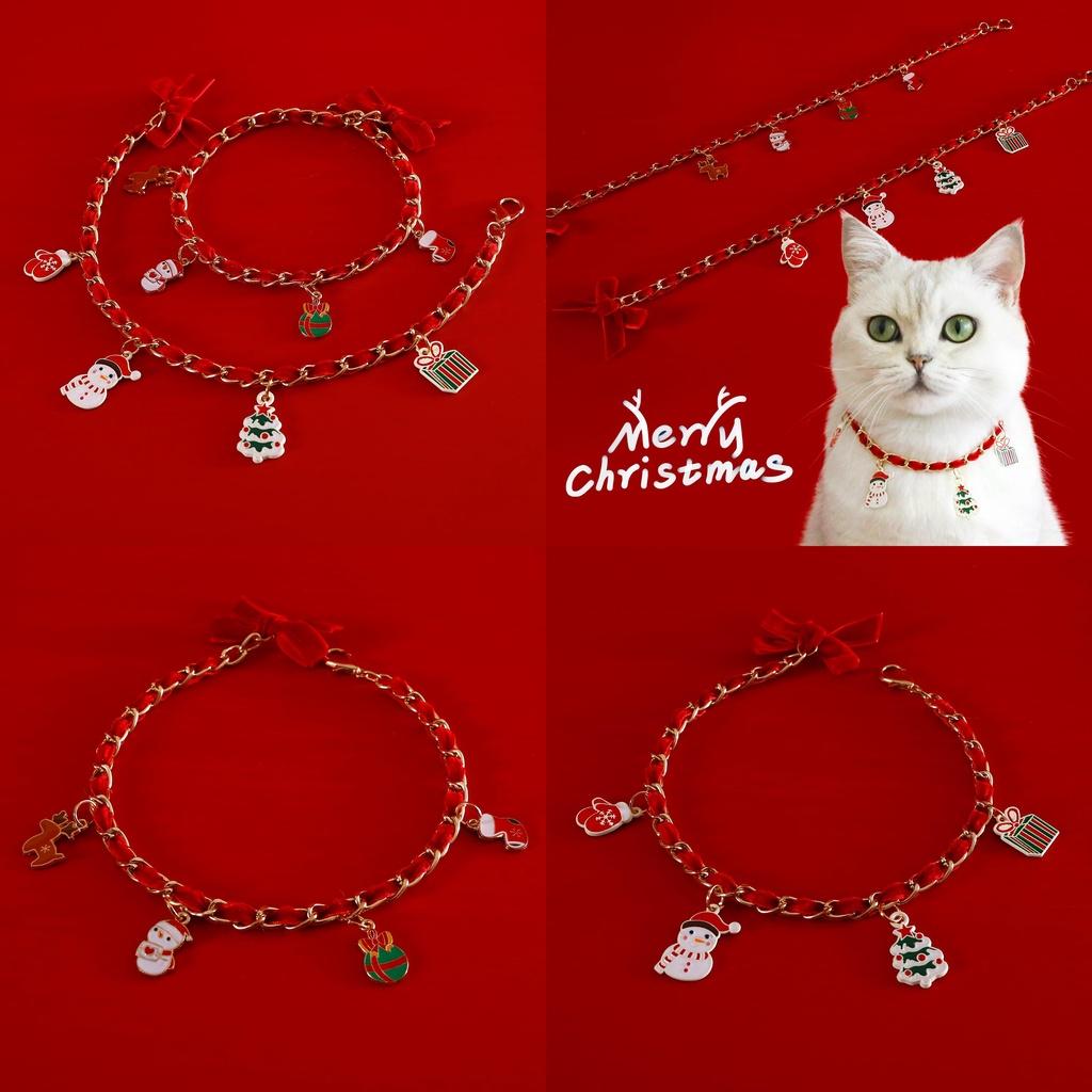 2023 Pet Christmas Velvet Collar With Metal Oil Drops Pendant Elderly Tree Gloves Socks Bow Tie Cat Dog Necklace