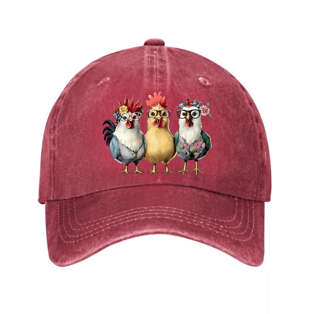 Vintage Cap With Cartoon Chickens New Vintage Washed Cotton Baseball Cap Parent Kids Sun Hats