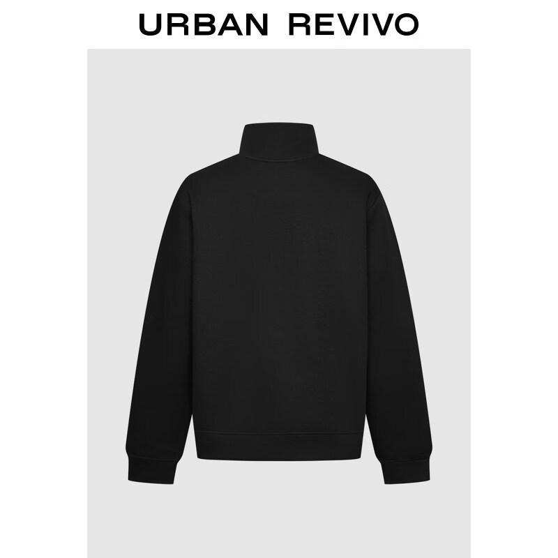 UR Men's Stand-Collar Half-Placket Letter Embroidery Sweatshirt