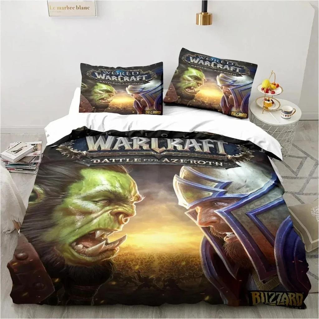 3D Printing World Warcraft Bedding Set Duvet Cover Quilt Pillowcase King Queen Size Boys Adult Gaming Theme