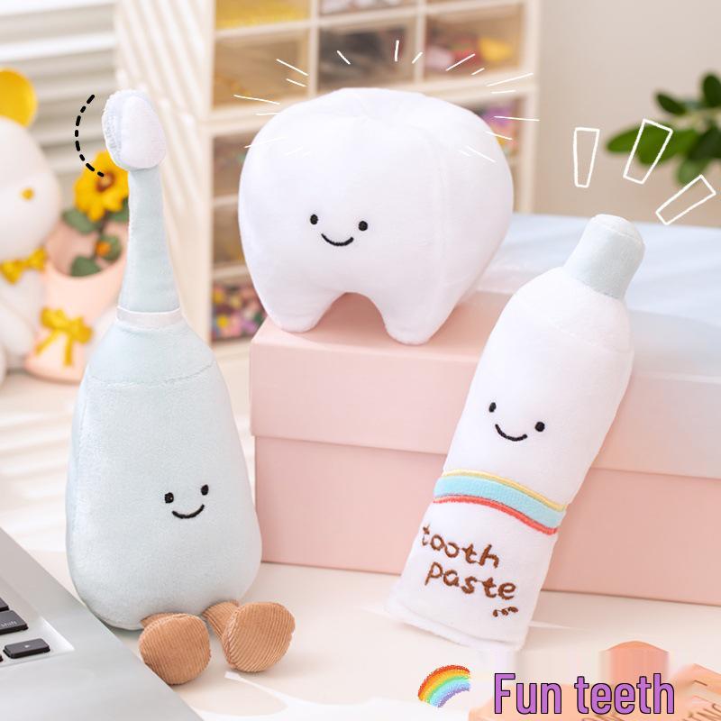 

Cartoon Doll Toothbrush Set: Plush Toy & Pretend Play Kit 10cm (0.037kg)