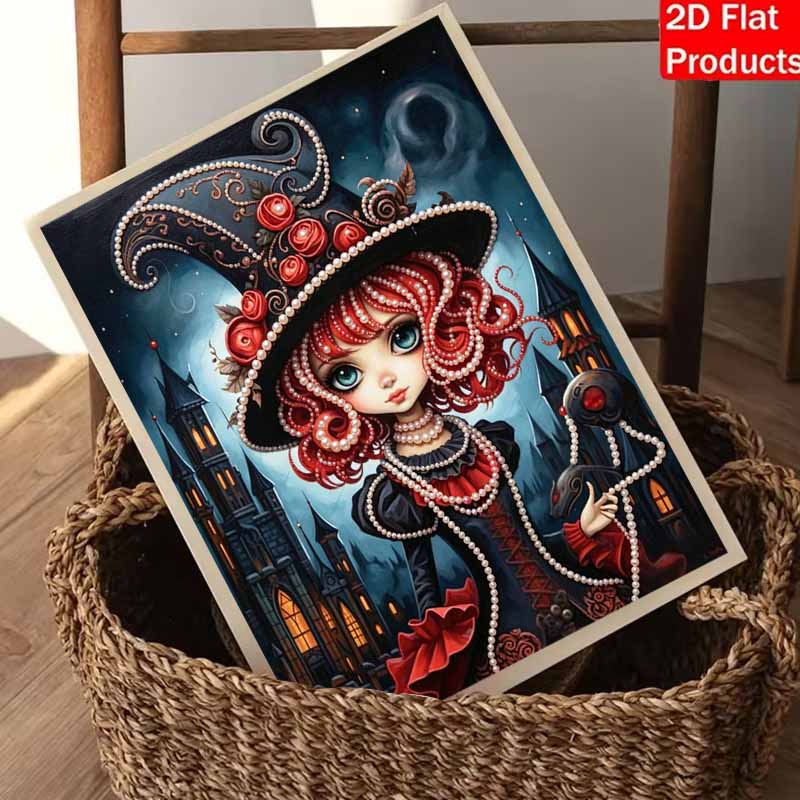 Halloween pearl painting art full pearl handmade diy gothic witch aesthetic rose castle home decorations
