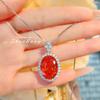 Foydjew Luxury Oval Ice Flower Cut Purple/Orange Cubic Zirconia Pendant Necklaces Earrings Rings Wedding Zircon Sets For Women
