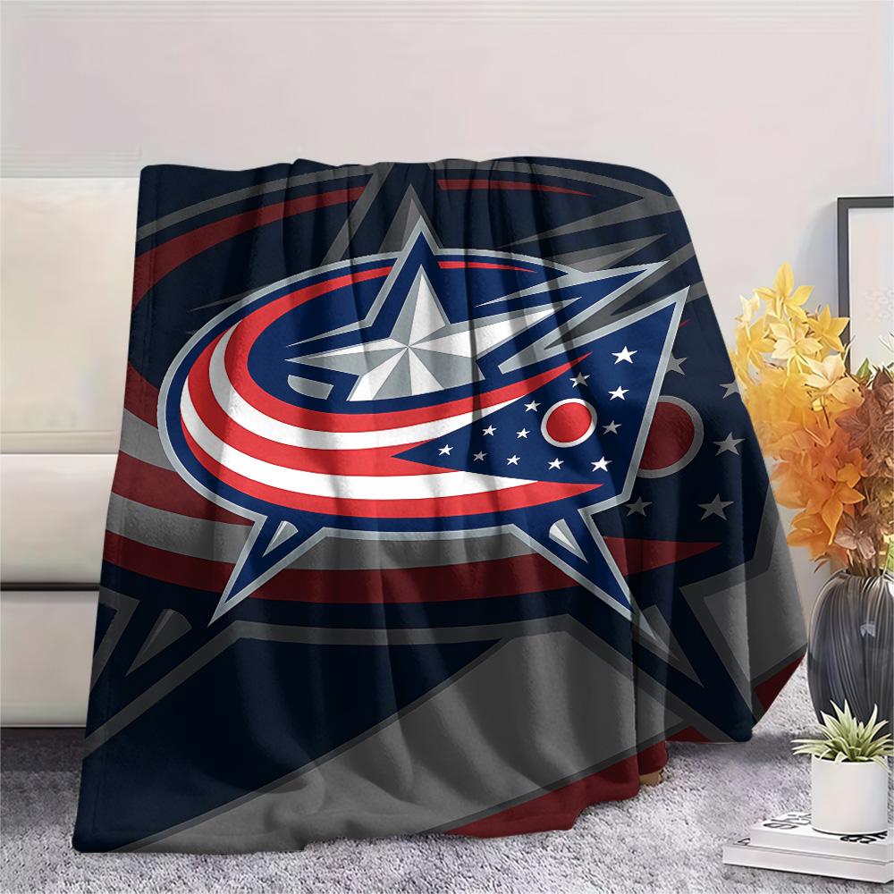 Columbus Blue Jackets Print Flannel Blanket, High quality Comfortable for All Seasons, Home Decor, Warmth and Comfort, Perfect for Christmas Gifts