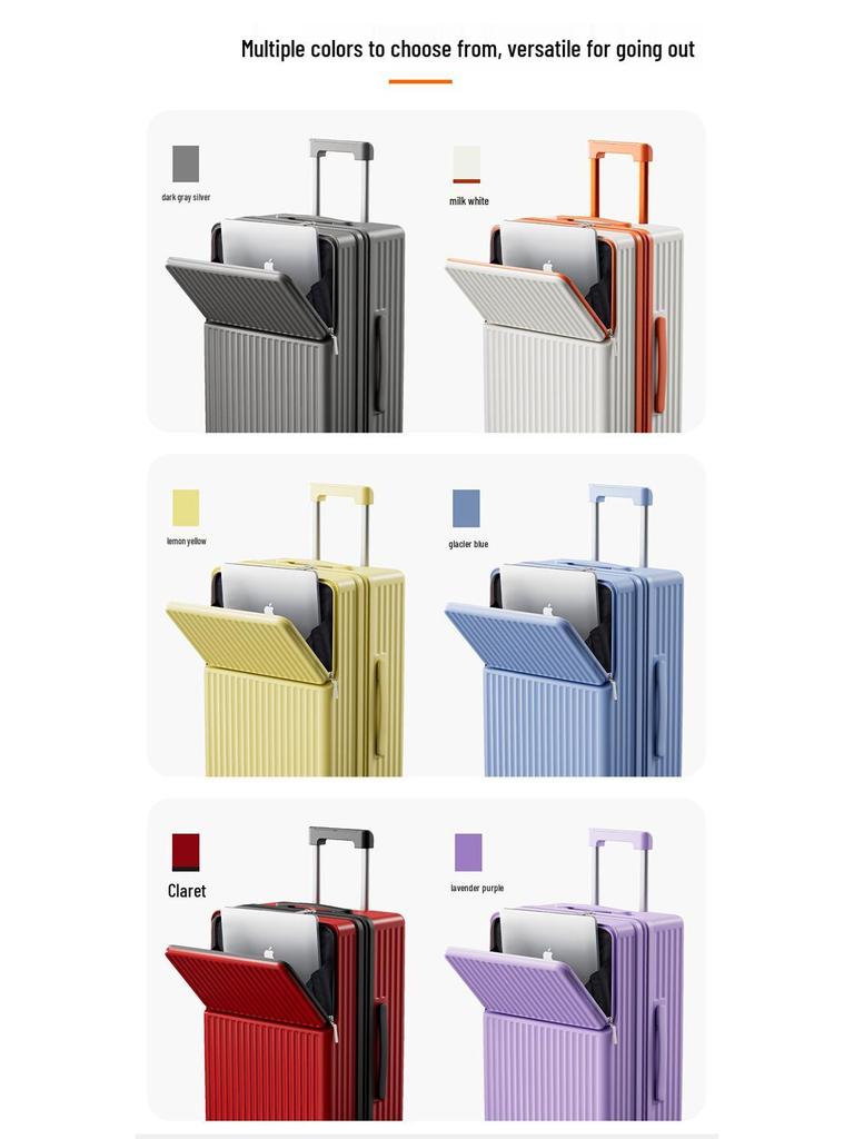 Women's 28-Inch Carry-On Suitcase with Front Opening, Large Capacity, Durable Trolley Case with Universal Wheels