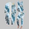 Plus Size Marble Print 3 Piece Outfit, Long Sleeve Open Front Cardigan Cami Top Leggings Set for Women