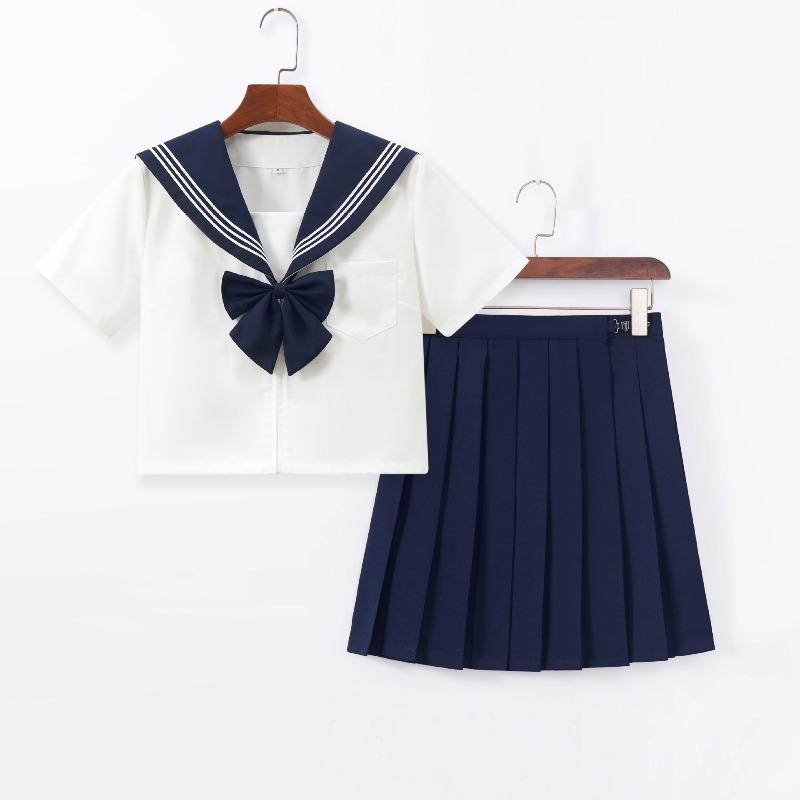 Completo gonna corta uniforme ricamato grigio tre pezzi gonna plissettata a maniche lunghe top stile college nuovo