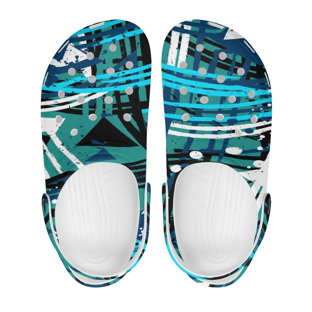 Printed White EVA Clogs for Women Men Lightweight Breathable Slip On Garden Shoes Summer Beach Pool Bathroom Sandals Daily Wear