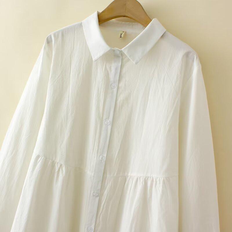 Women Plus Size Simple Solid Long Sleeve Casual Shirt