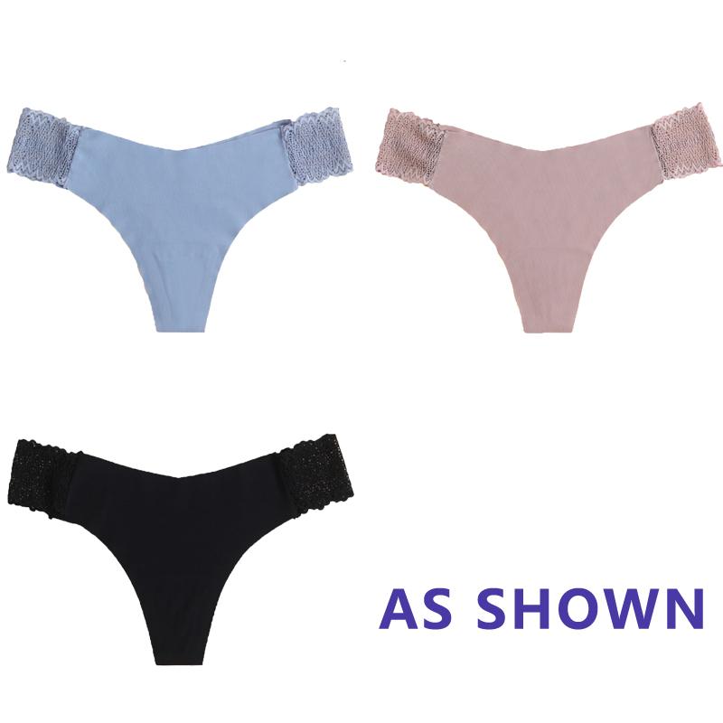 Sexy Ice Silk Panties Low-waist Traceless G-String Thong Lingerie Ladies Large-sized Breathable Lace Underpants