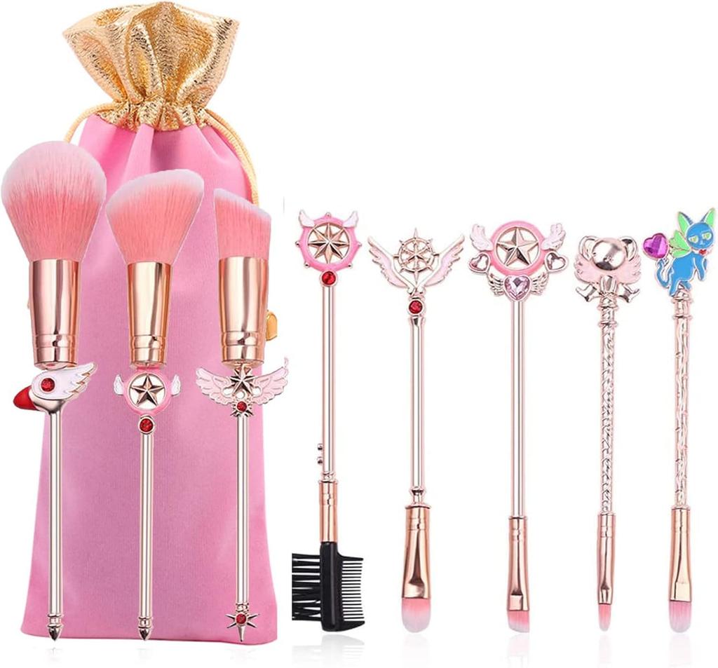 PXLAATY Sailor Moon Makeup Brush Soft Fiber Popular and Cute Makeup Brush Suitable for Sensitive Cardcaptor Pretty Guardian Makeup Brushes 8-Piece