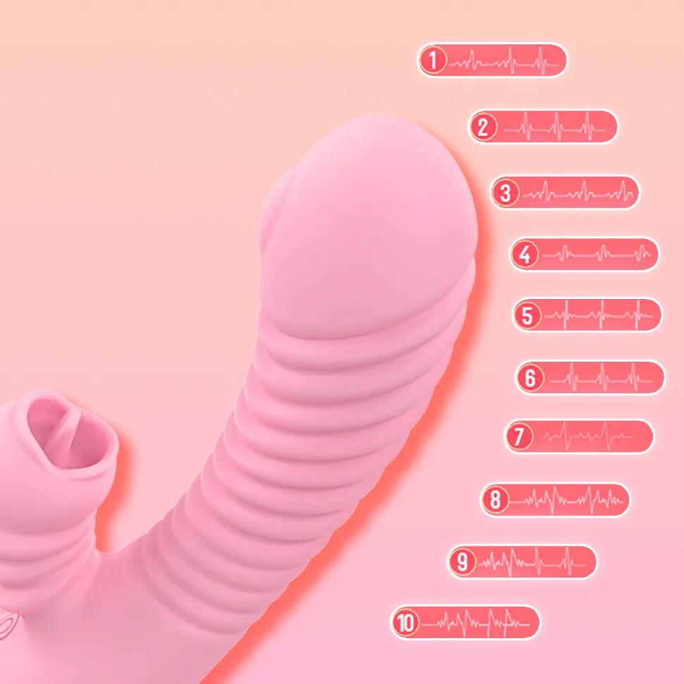 Vibrator pentru femei 2 în 1 Mașină de lins Stimulator de clitoris G-Spot Puternic vibrator Dildo Baghetă Femeie Clitoris Sucker Jucării sexuale pentru adulți