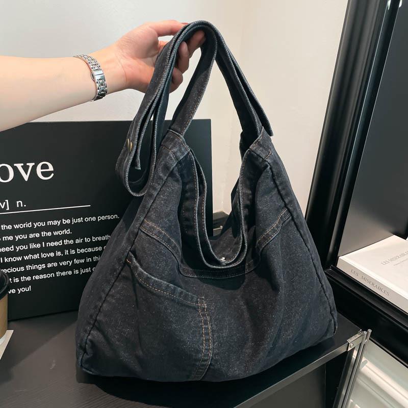 Washable Denim Large Capacity Crossbody Bag for Students, School Bag, Women's Bag, Simple Shoulder Bag