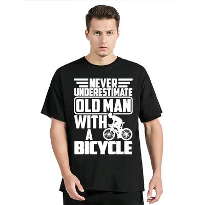 Never Underestimate An Old Man With A Bicycle Print T-shirt New Mens Clothing Oversized Tshirt Casual  T Shirt O-neck Tops